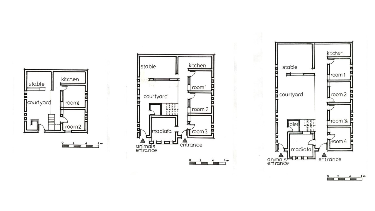 The three prototypes of houses for the new villages.