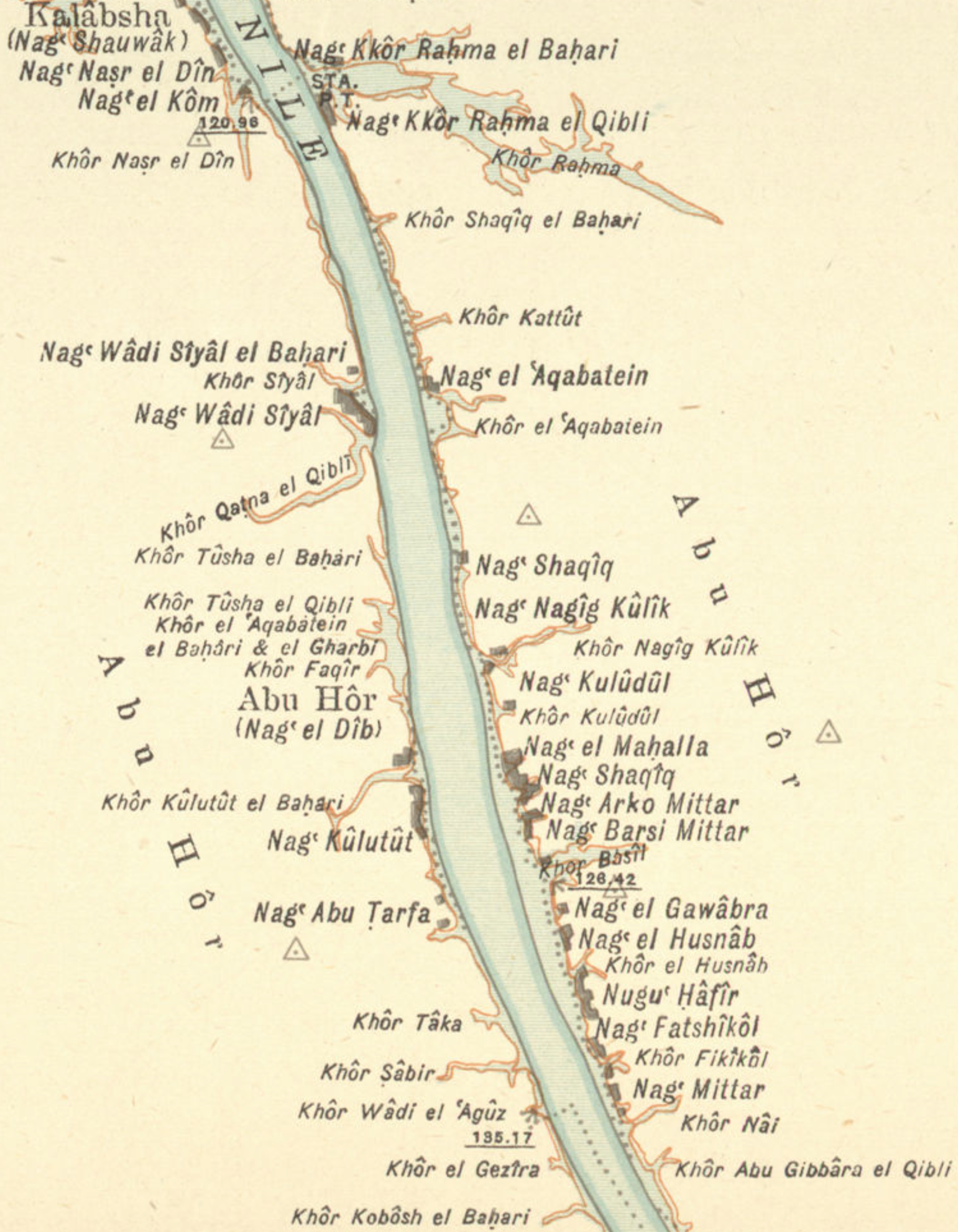 Map of the hamlets of old <em>Abu Hor</em> in 1937. Source: <a href="https://archives.ungeneva.org/kalabsha-4" target="_blank" rel="noopener"><span class="sup" style="font-size:0.7em">www⁄</span>https://archives.ungeneva.org/kalabsha-4</a>.