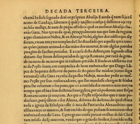João de Barros. <em>Terceira Década da Ásia</em>. Lisbon: Impressa per João Barreira, 1563, fo. 88, Mi,v.